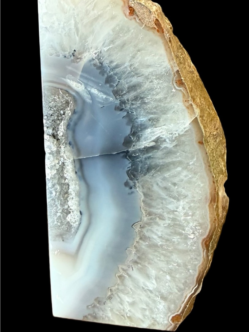 Blue and White Agate Geode Decorative Slice Bookend
